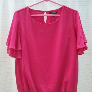 Roz & ALI: med fuchsia dress top short sleeve,